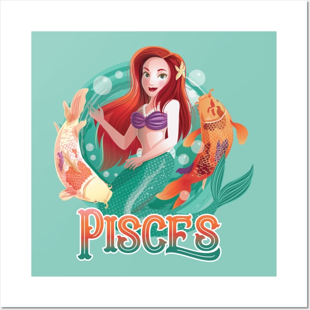 Pisces Mermaid Wall Art by Euodos